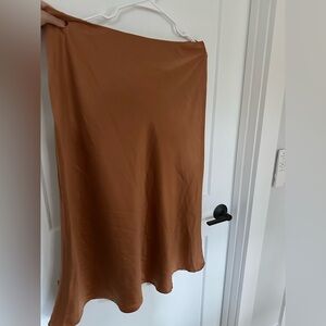 Faux Rust Silk Midi Skirt SIZE XL